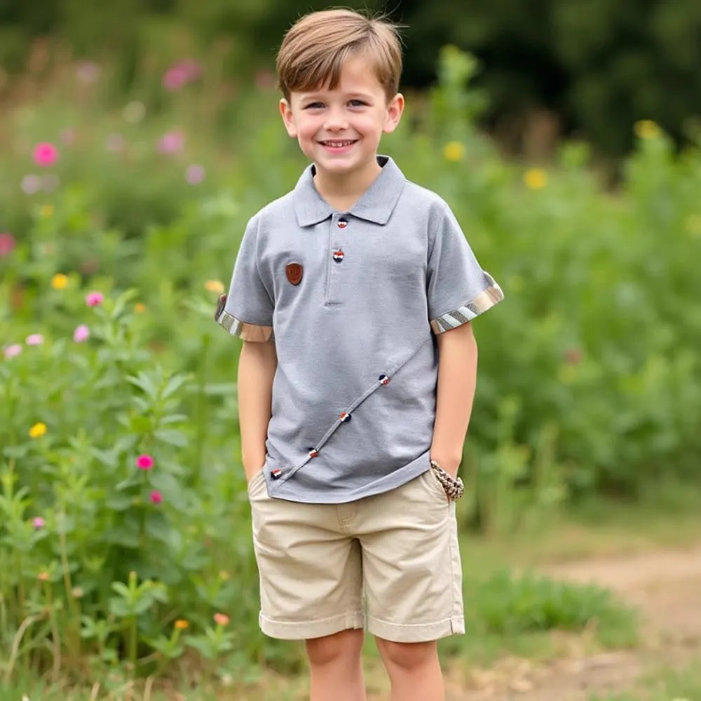 Boys' Short Sleeve Polo Shirt Cool Uniform Pique Polo Shirts for boy