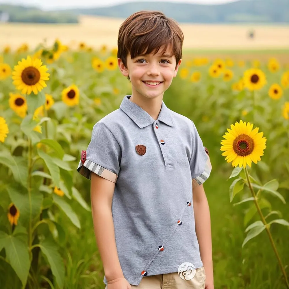 Boys' Short Sleeve Polo Shirt Cool Uniform Pique Polo Shirts for boy