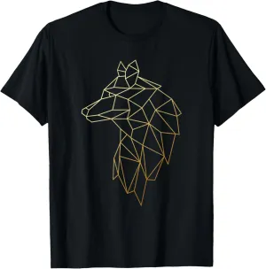 Cool Wolf Polygon Geometric Wolf Abstract Art T-Shirt
