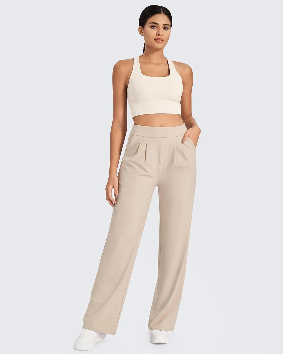 G4Free ShiftReady Wide Leg Dress Yoga Pants for Women with Pockets Stretch Work Pants Business Casual Petite/Regular/Tall