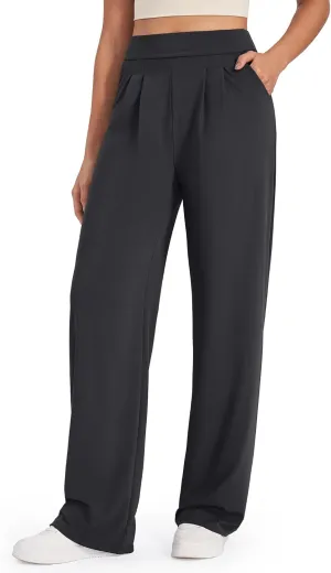 G4Free ShiftReady Wide Leg Dress Yoga Pants for Women with Pockets Stretch Work Pants Business Casual Petite/Regular/Tall