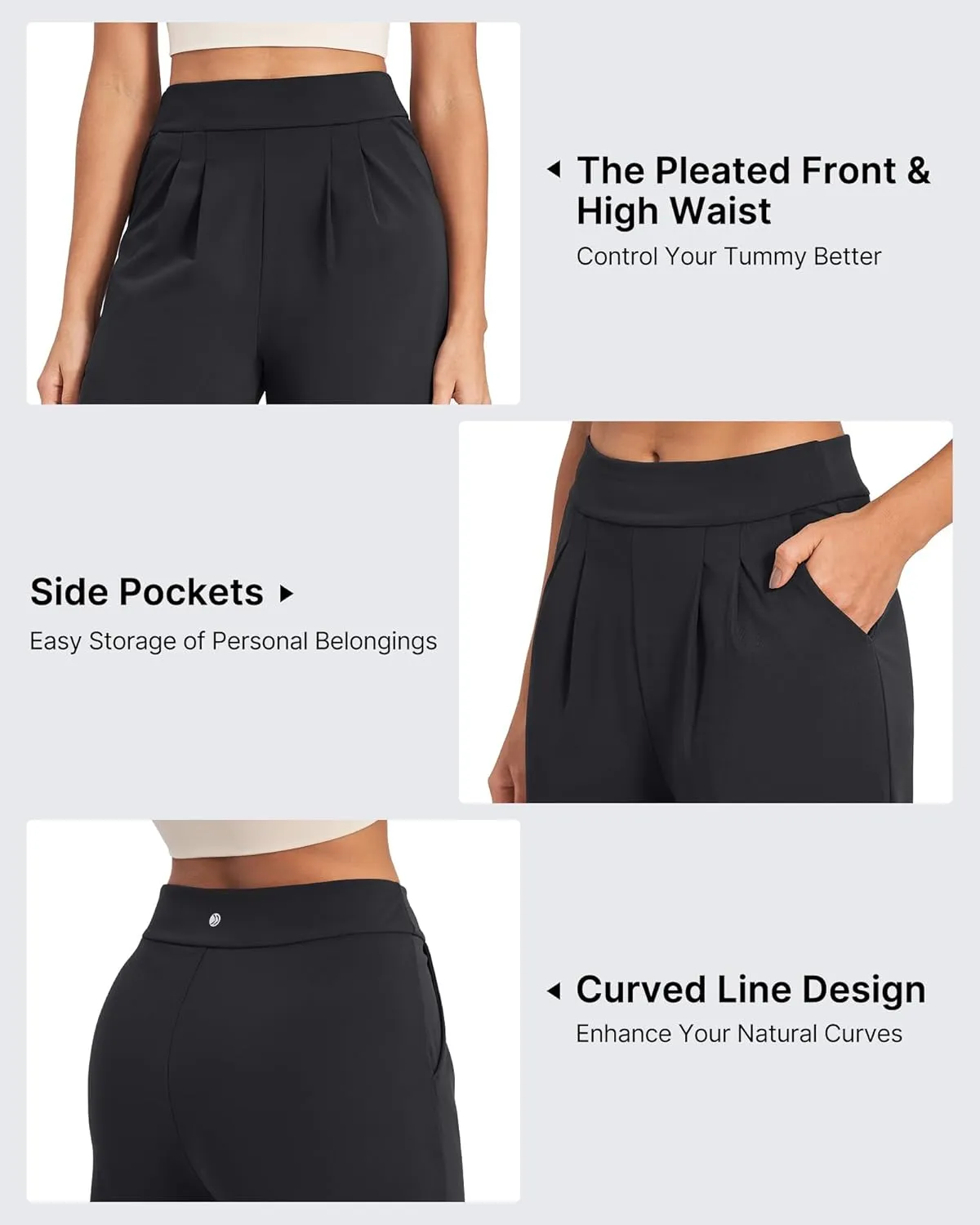 G4Free ShiftReady Wide Leg Dress Yoga Pants for Women with Pockets Stretch Work Pants Business Casual Petite/Regular/Tall