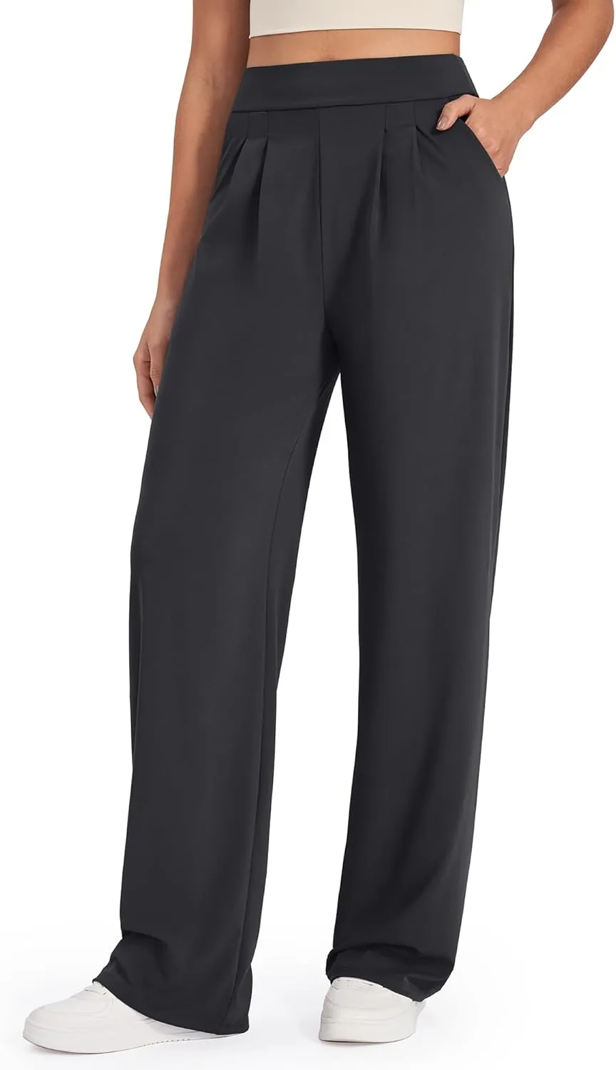 G4Free ShiftReady Wide Leg Dress Yoga Pants for Women with Pockets Stretch Work Pants Business Casual Petite/Regular/Tall