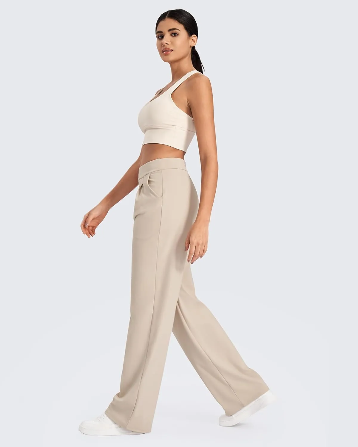 G4Free ShiftReady Wide Leg Dress Yoga Pants for Women with Pockets Stretch Work Pants Business Casual Petite/Regular/Tall