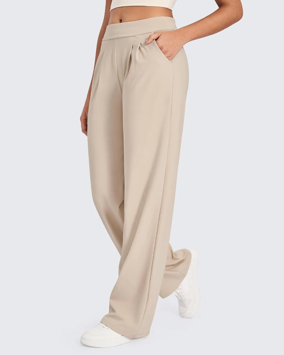 G4Free ShiftReady Wide Leg Dress Yoga Pants for Women with Pockets Stretch Work Pants Business Casual Petite/Regular/Tall