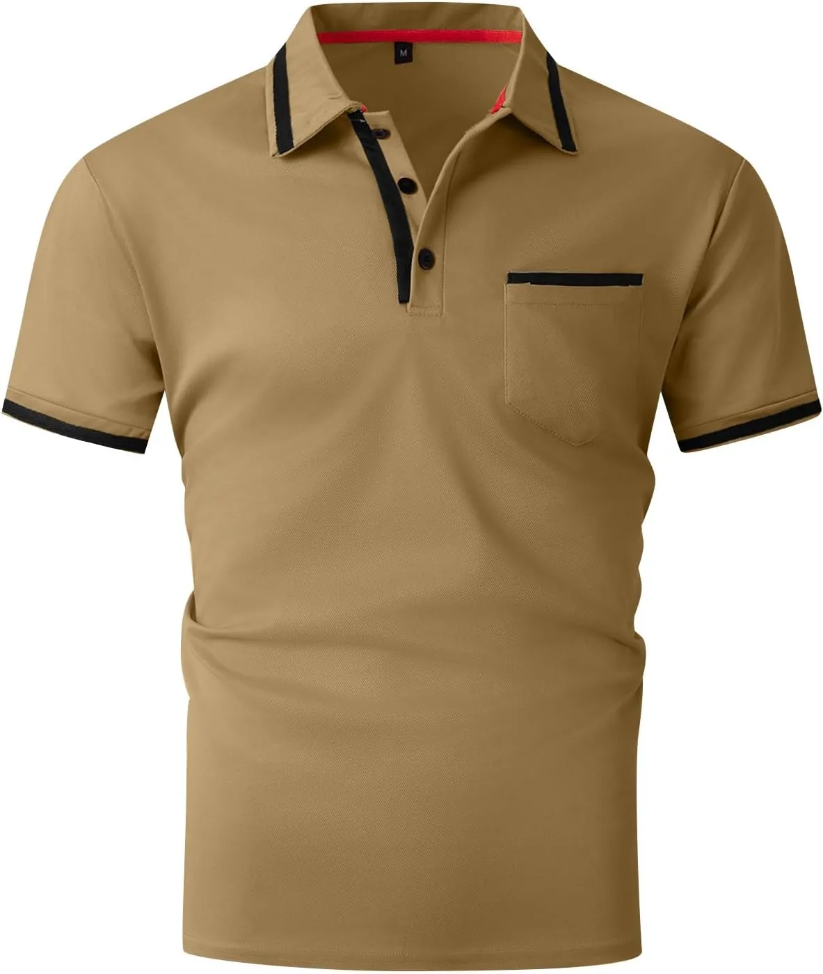 KIKX0DE Men's Casual Short Sleeve Polo Shirt Breathable Summer Comfort Big & Tall with Pocket