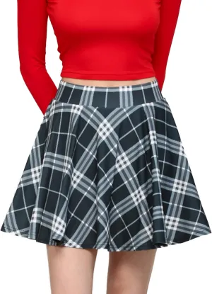 Made By Johnny Women's Casual Stretchy Flared Pleated Mini Skater Skirt with Shorts