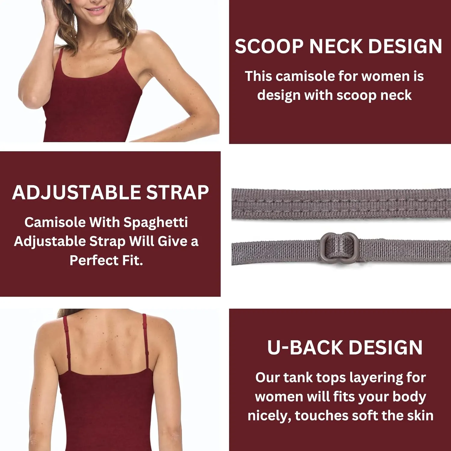 M&M SCRUBS Women's Soft and Breathable Cotton Stretch Camisole with Adjustable Strap Tank Top
