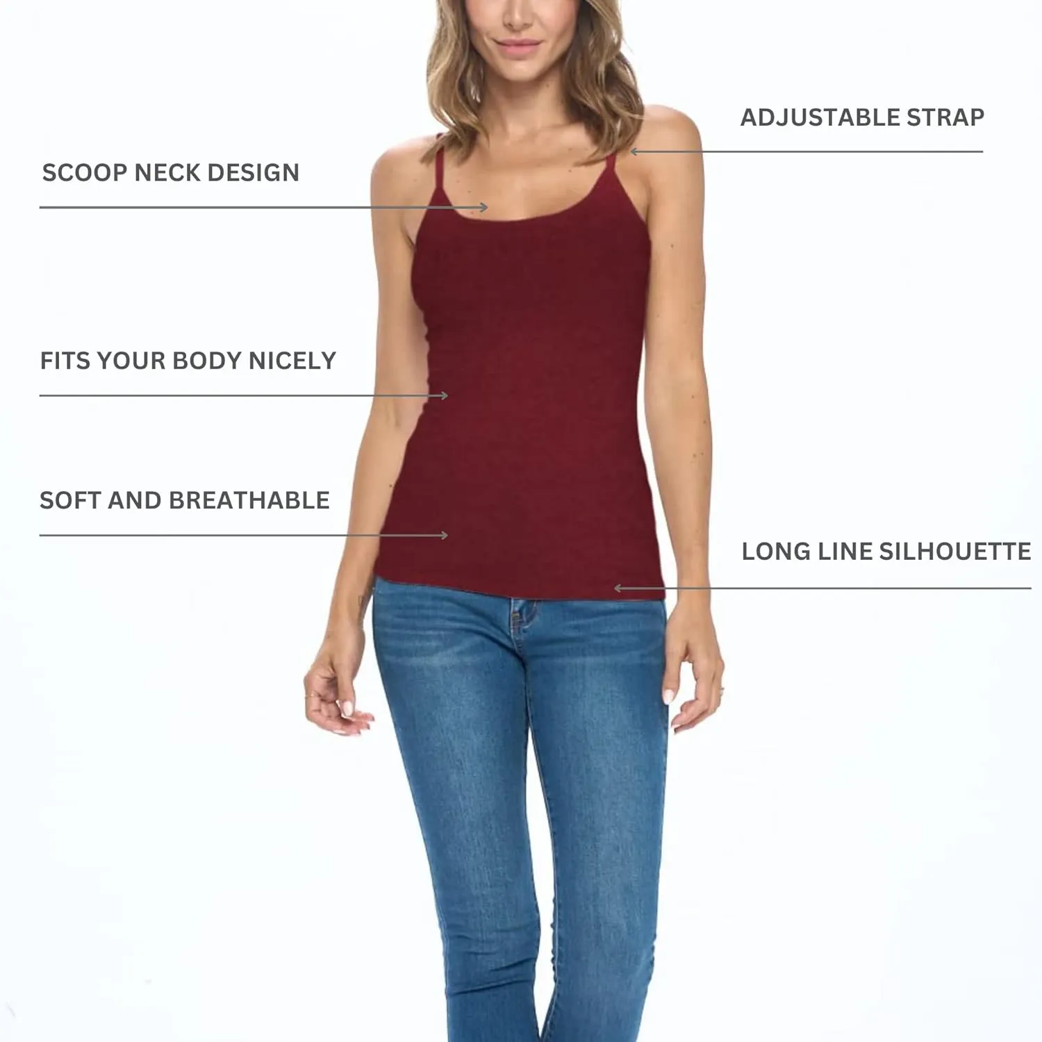 M&M SCRUBS Women's Soft and Breathable Cotton Stretch Camisole with Adjustable Strap Tank Top