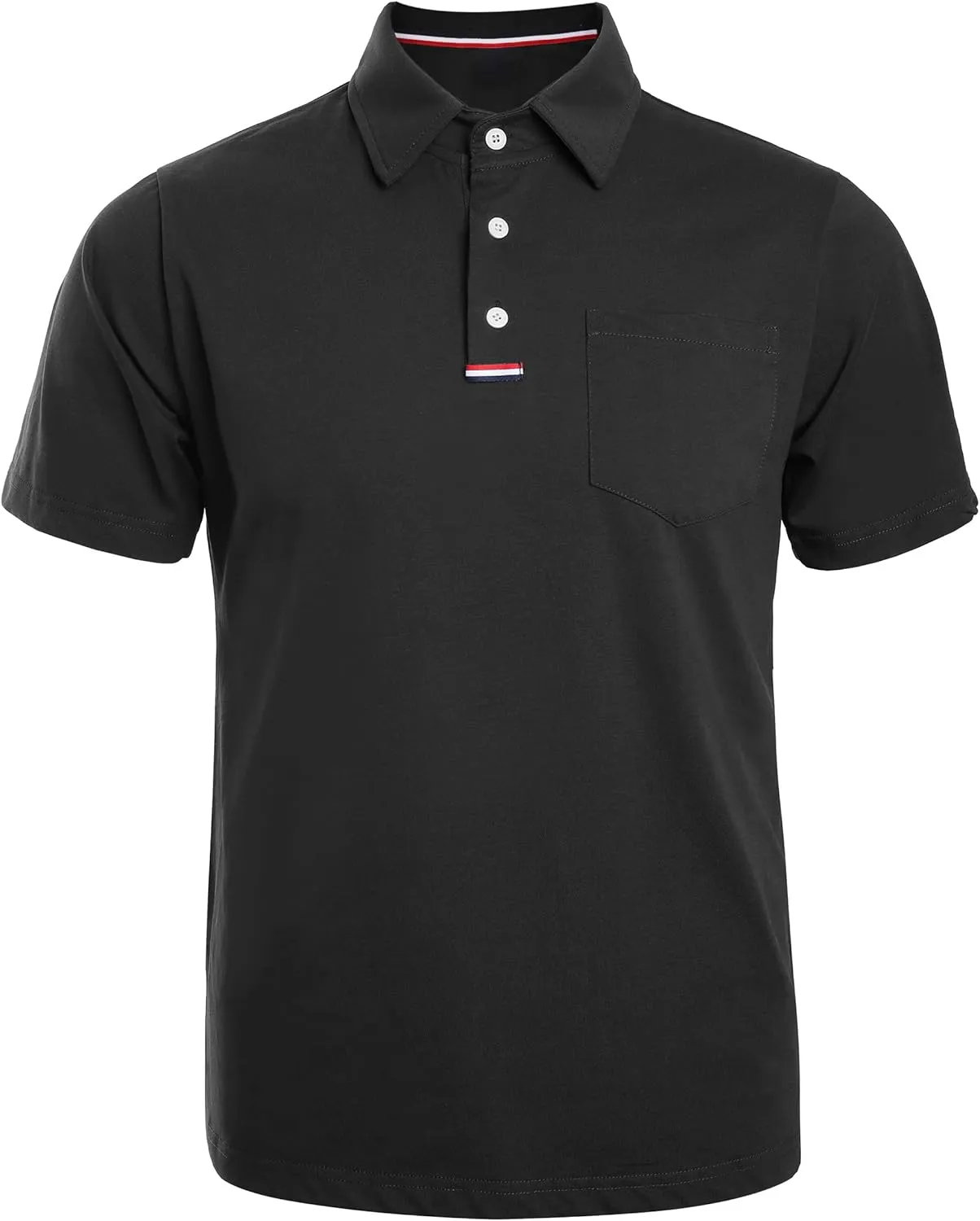 Men's Golf Polo Shirts Short Sleeve Moisture Wicking Dry Pocket Casual Cotton Blend Golf Shirts for Men