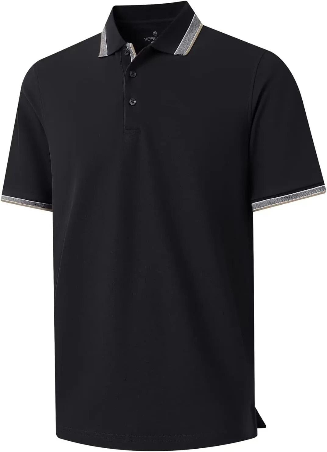 Men's Pique Polo Shirts Long Sleeve Cotton Blend Tipped Casual Collared Polo Shirts Business Classic Fit
