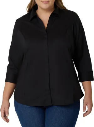 Riders by Lee Indigo Women's Plus Size Easy Care quarter Sleeve Woven Shirt
