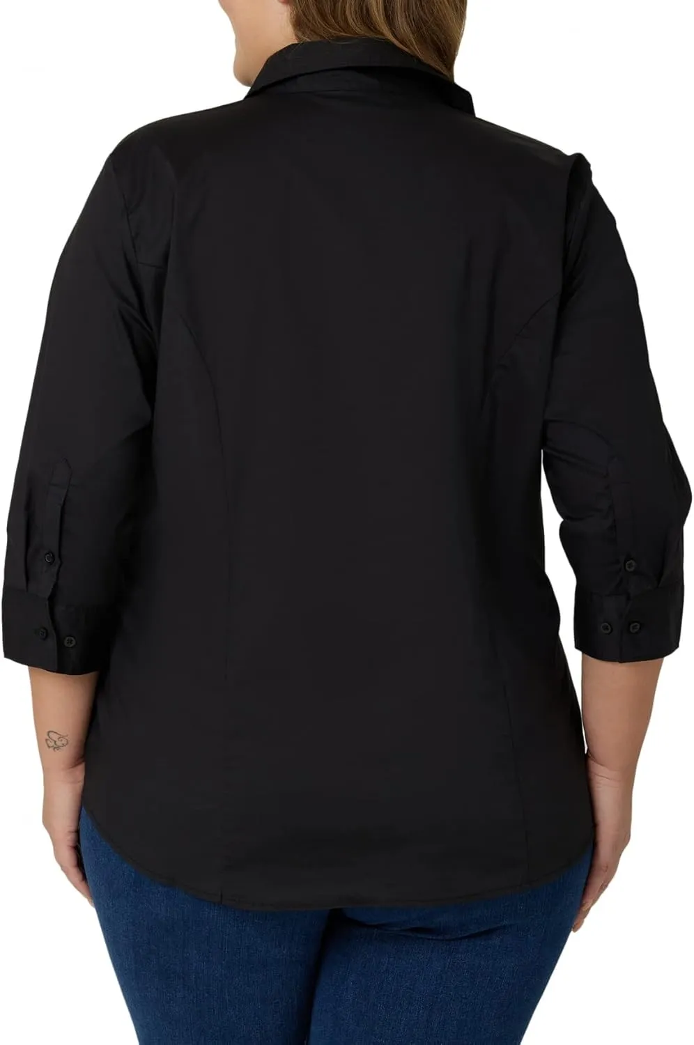Riders by Lee Indigo Women's Plus Size Easy Care quarter Sleeve Woven Shirt