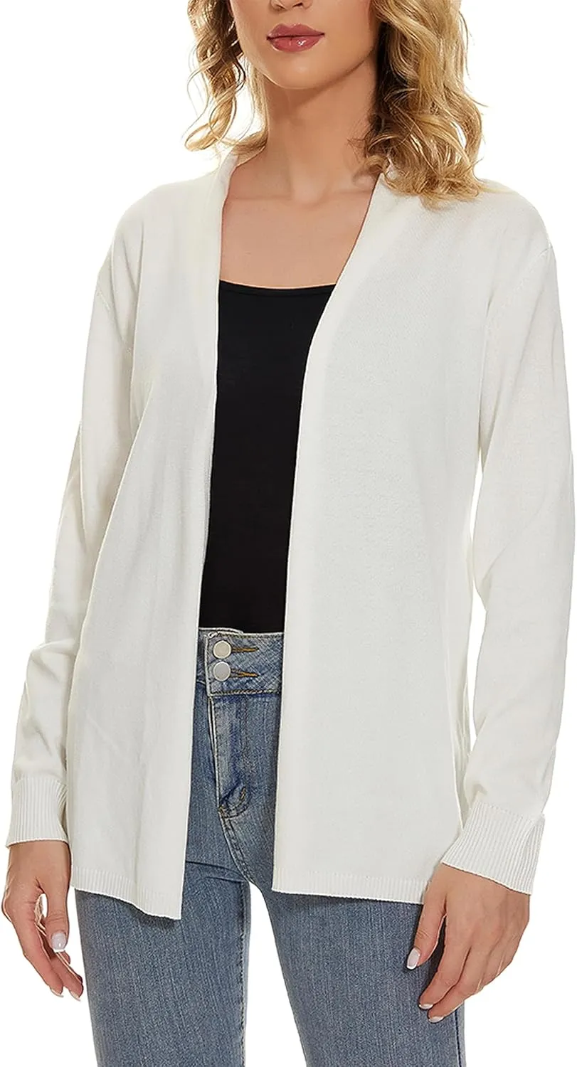 Satuun Women's Casual Open Front Lightweight Cardigan Long Sleeve Breathable Soft Drape Duster