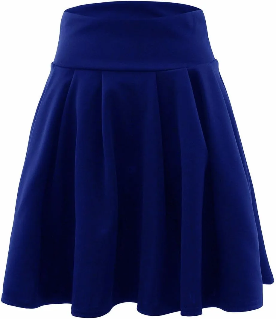 SEMATOMALA Women's Basic Solid Versatile Stretchy Flared Casual Mini Skater Skirt