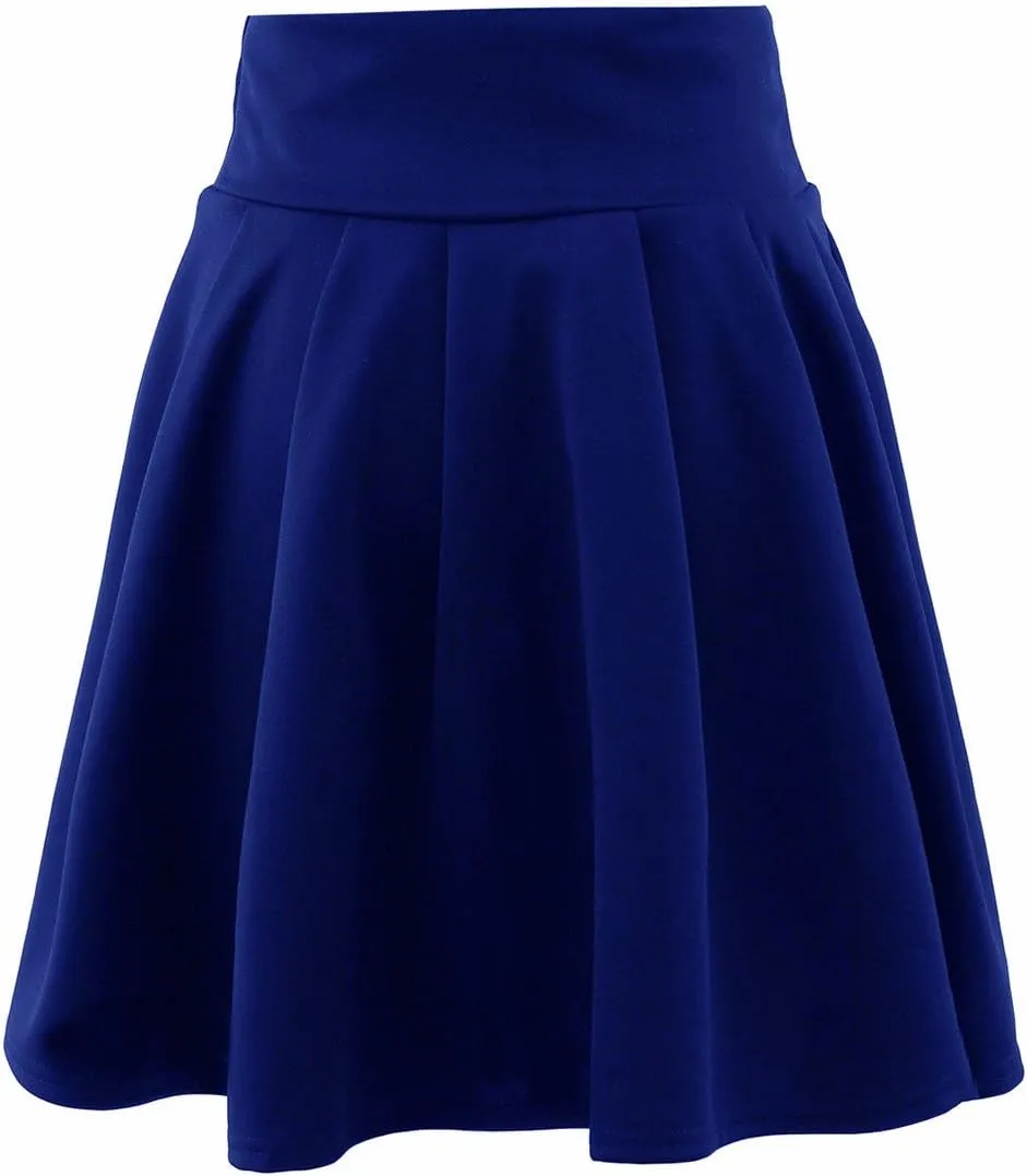 SEMATOMALA Women's Basic Solid Versatile Stretchy Flared Casual Mini Skater Skirt