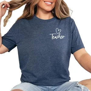 Teacher Shirts, Teacher Gifts, Minimalist Teacher TShirt, Teacher Heart Pocket Graphic Tee, Teacher Gift Ideas, Teacher Appreciation, Gifts for Teachers, New Teacher T-Shirt, Back to School Shirt