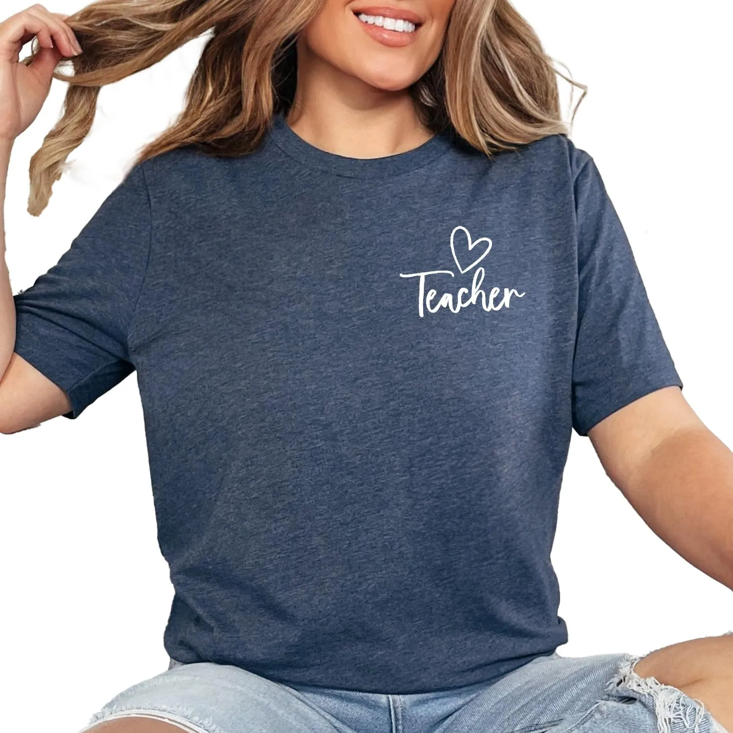Teacher Shirts, Teacher Gifts, Minimalist Teacher TShirt, Teacher Heart Pocket Graphic Tee, Teacher Gift Ideas, Teacher Appreciation, Gifts for Teachers, New Teacher T-Shirt, Back to School Shirt