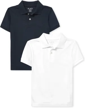 The Children's Place boys Uniform Soft Jersey Short Sleeve Polo 2 Pack