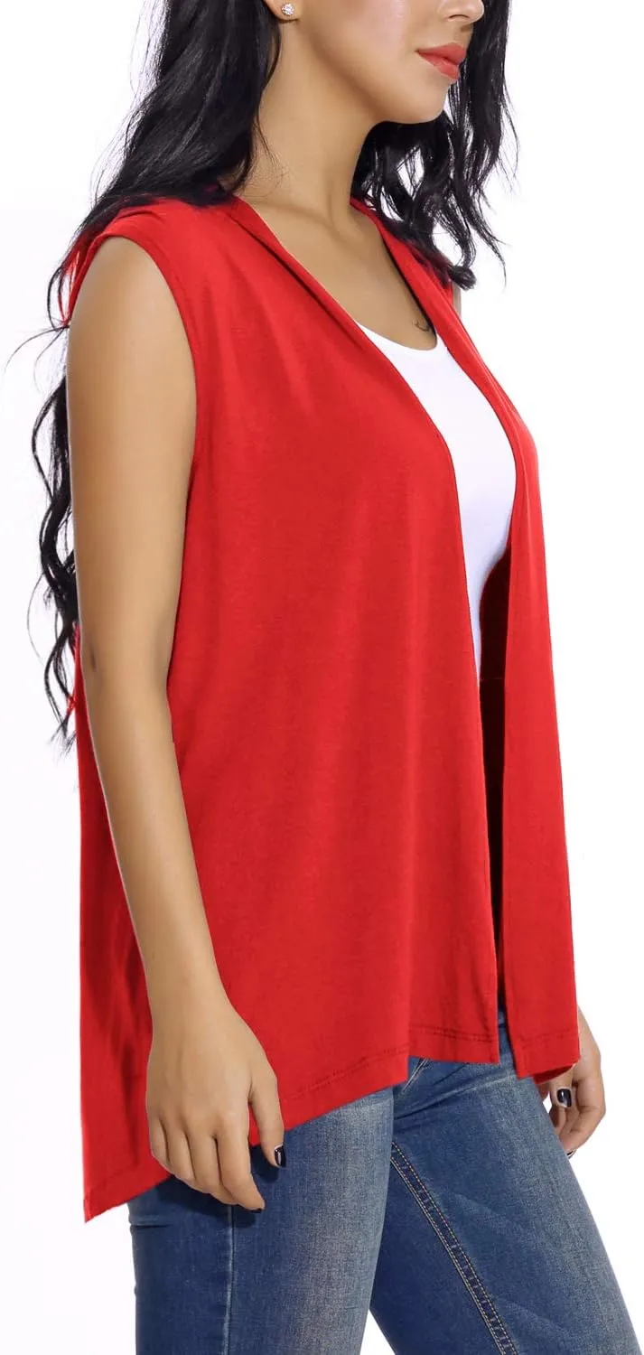 Women's Sleeveless Open Front Cardigan Vest Lightweight Cool Coat