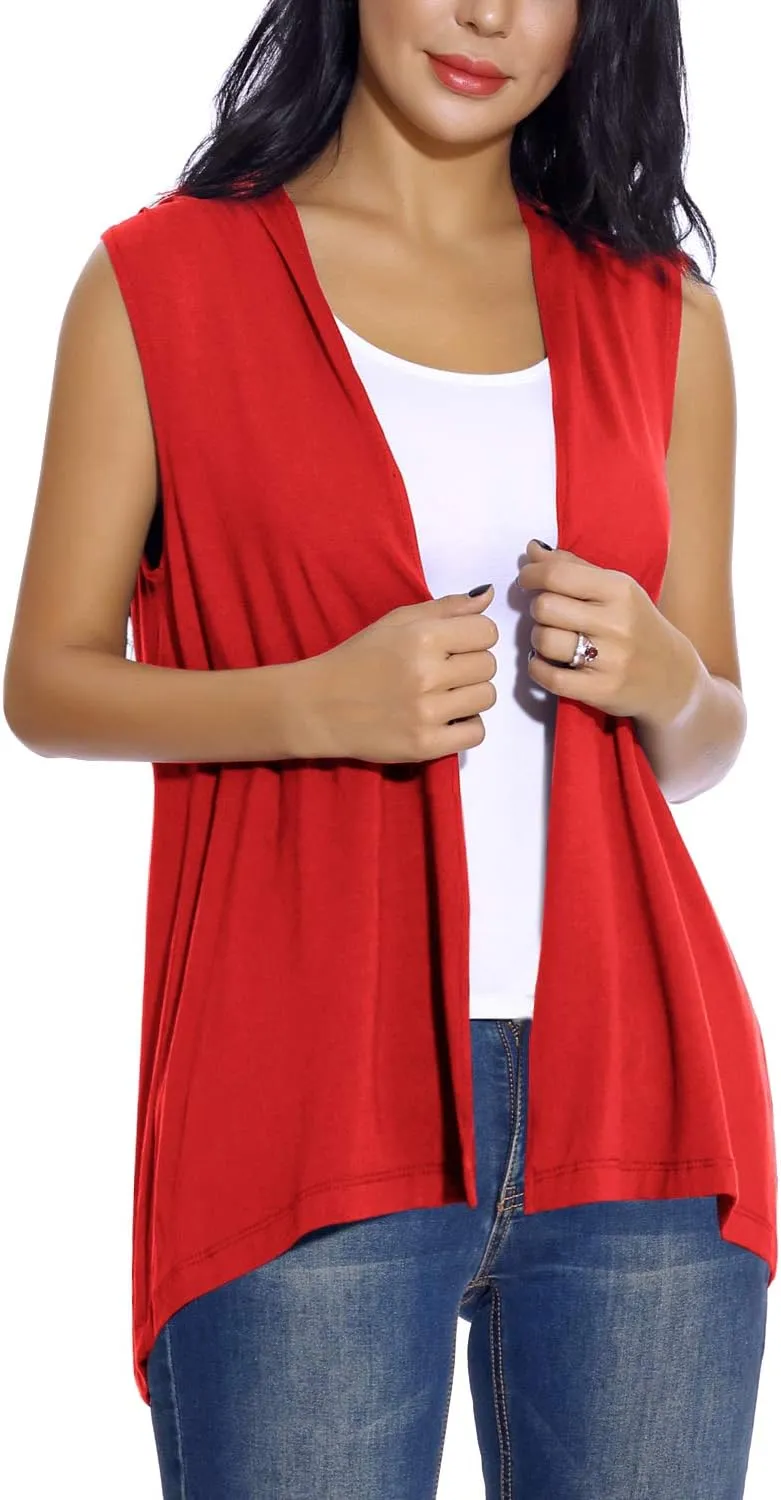 Women's Sleeveless Open Front Cardigan Vest Lightweight Cool Coat