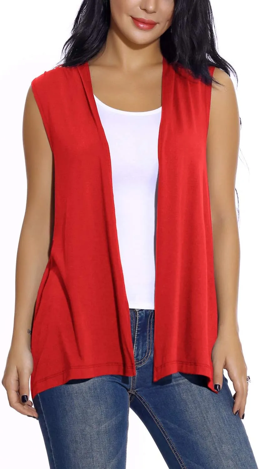 Women's Sleeveless Open Front Cardigan Vest Lightweight Cool Coat