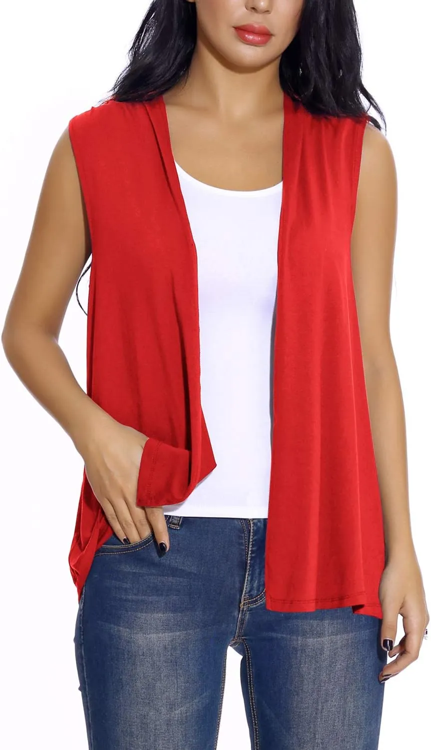 Women's Sleeveless Open Front Cardigan Vest Lightweight Cool Coat