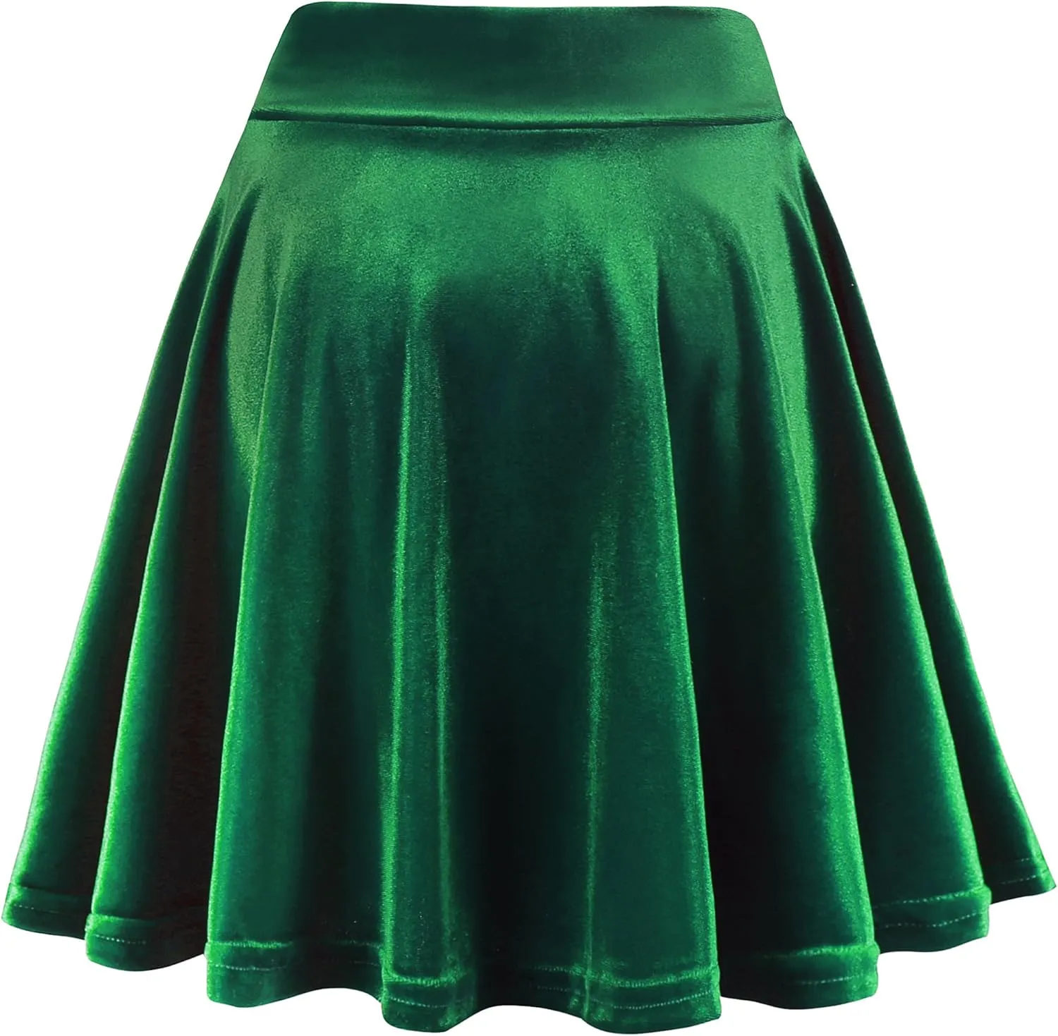 Women's Velvet Basic Versatile Stretchy Flared High Waist Mini Skater Skirt