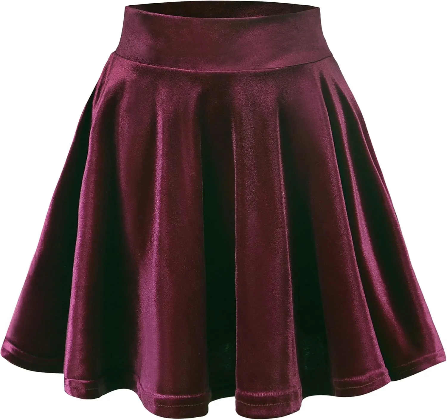 Women's Velvet Basic Versatile Stretchy Flared High Waist Mini Skater Skirt