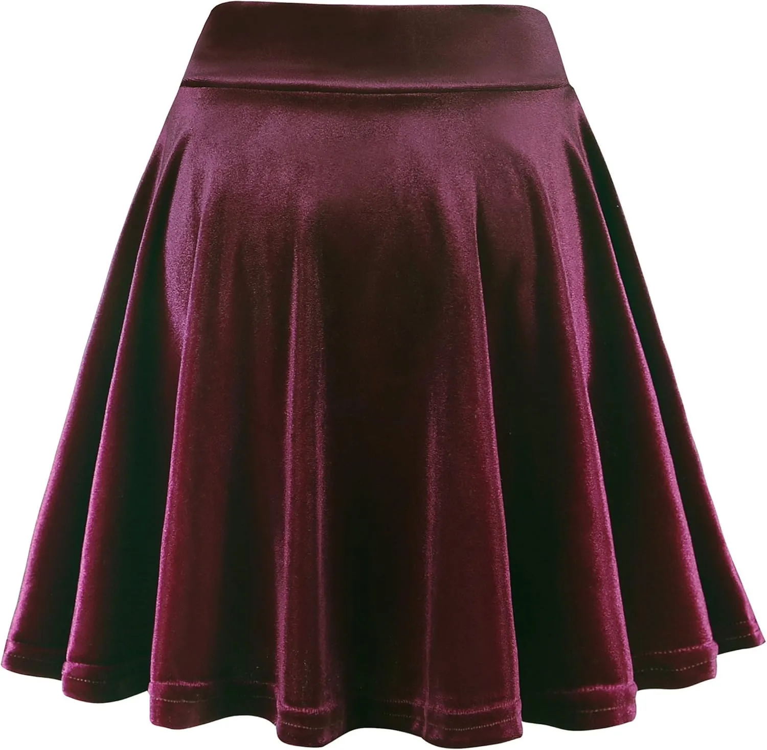 Women's Velvet Basic Versatile Stretchy Flared High Waist Mini Skater Skirt